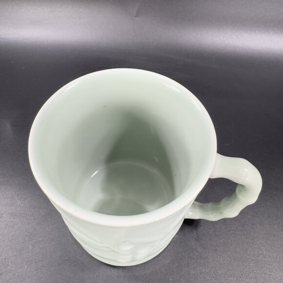 Gardener's Eden Coffee Mug Cup Light Green Embossed Bamboo Celadon Green Set 2 - Picture 8 of 15